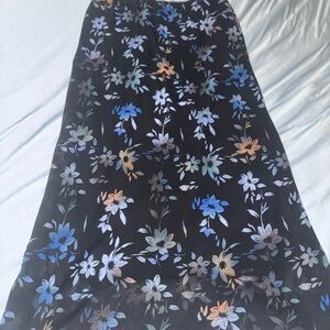 Wild Fable Black Satin floral Skirt